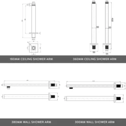 Zachary Concealed Shower Valve, Fixed Head & Shower Handset Kit - 300mm Wall Shower Arm 12 Zachary Concealed Shower Valve, Fixed Head & Shower Handset Kit - 300mm Wall Shower Arm -TAP WAREHOUSE Shop vellamo shower arm bundle drawing