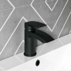 Vellamo Swift Matt Black Basin Mixer Tap & Waste -TAP WAREHOUSE Shop vellamo swift matt black basin tap lifestyle5B15D