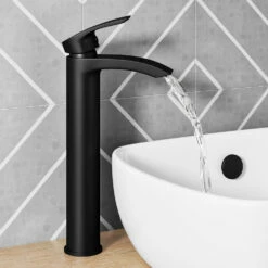 Vellamo Swift Matt Black Tall Basin Mixer Tap