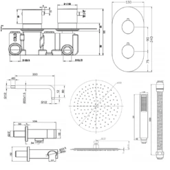 Vellamo Matt Black Twist Shower Package With 2 Outlet Valve, Fixed Head & Arm And Wall Shower Kit 7 Vellamo Matt Black Twist Shower Package With 2 Outlet Valve, Fixed Head & Arm And Wall Shower Kit -TAP WAREHOUSE Shop vellamo twist 2way concealed shower set technical v2