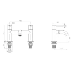 Harbour Clarity Matt Black Bath Mixer Tap -TAP WAREHOUSE Shop vellamo twist bath mixer tap matt black technical drawing