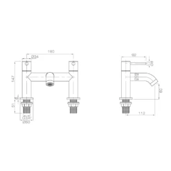 Harbour Clarity Brushed Brass Deck Mounted Bath Filler -TAP WAREHOUSE Shop vellamo twist brushed brass bath filler technical drawing