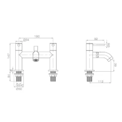 Harbour Clarity Brushed Brass Bath Shower Mixer & Shower Kit -TAP WAREHOUSE Shop vellamo twist brushed brass bath shower mixer technical drawing