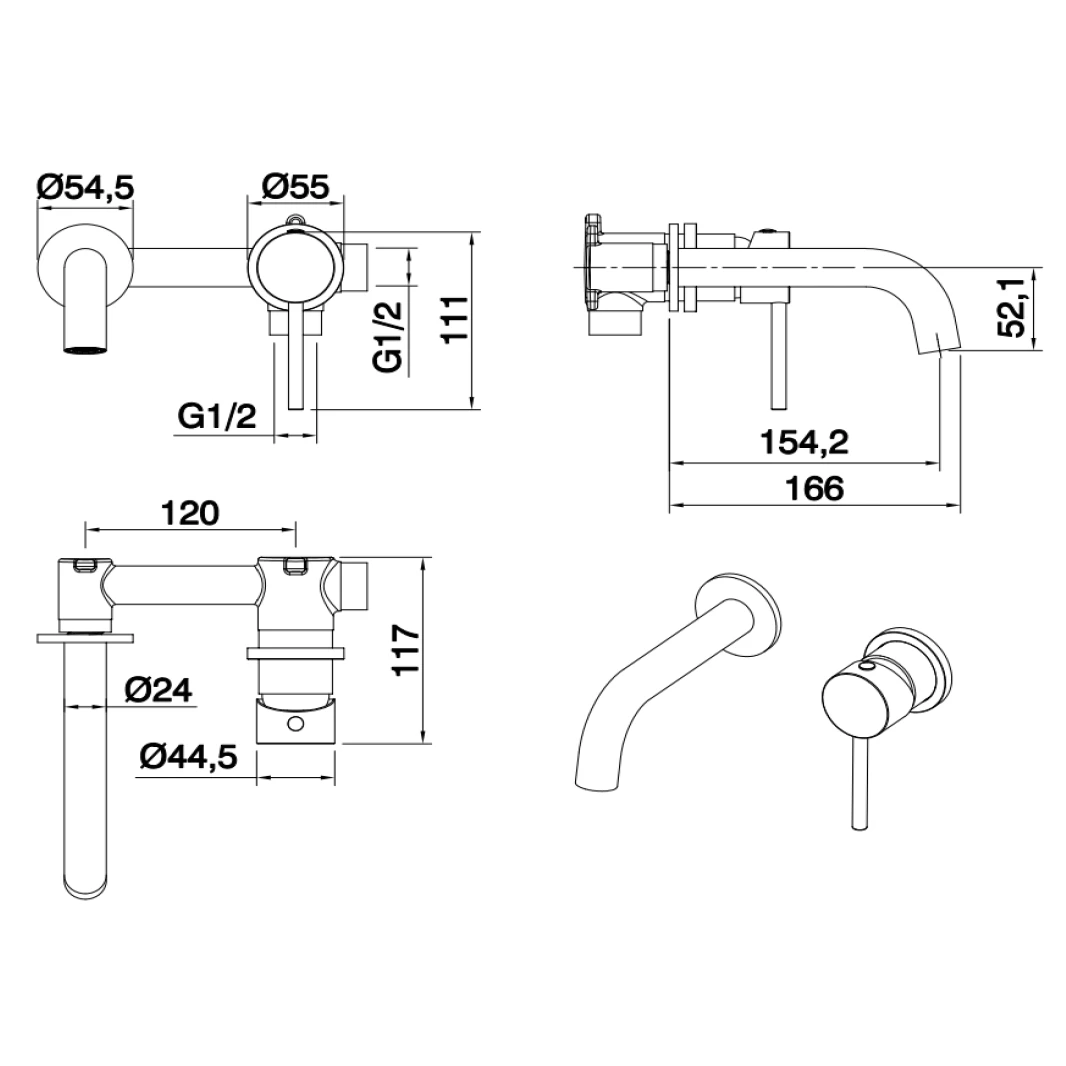 Harbour Clarity Brushed Brass Wall Mounted Basin Mixer Tap 7 Harbour Clarity Brushed Brass Wall Mounted Basin Mixer Tap - Image 5
