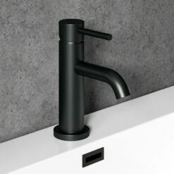 Harbour Clarity Matt Black Basin Mixer Tap & Waste