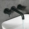 Harbour Clarity Matt Black 3 Hole Wall Mounted Basin Tap With Easy Plumb Installation Kit -TAP WAREHOUSE Shop vellamo twist matt black wall mounted basin tap lifestyle 2