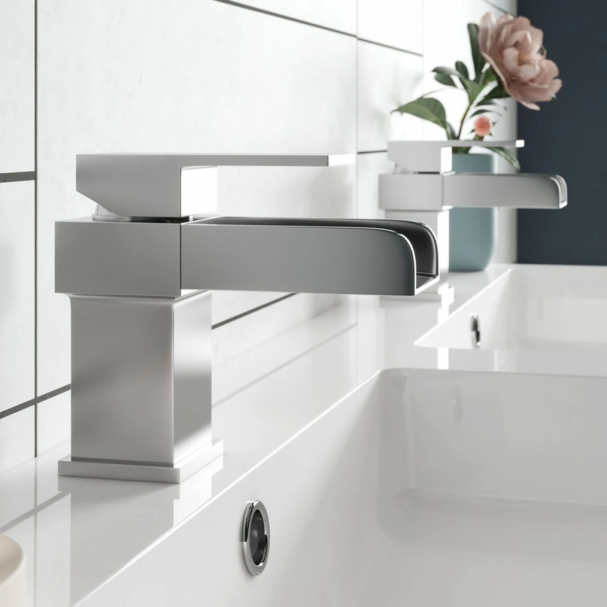 Vellamo Maya Waterfall Basin Mixer With Clicker Waste 3 Vellamo Maya Waterfall Basin Mixer With Clicker Waste