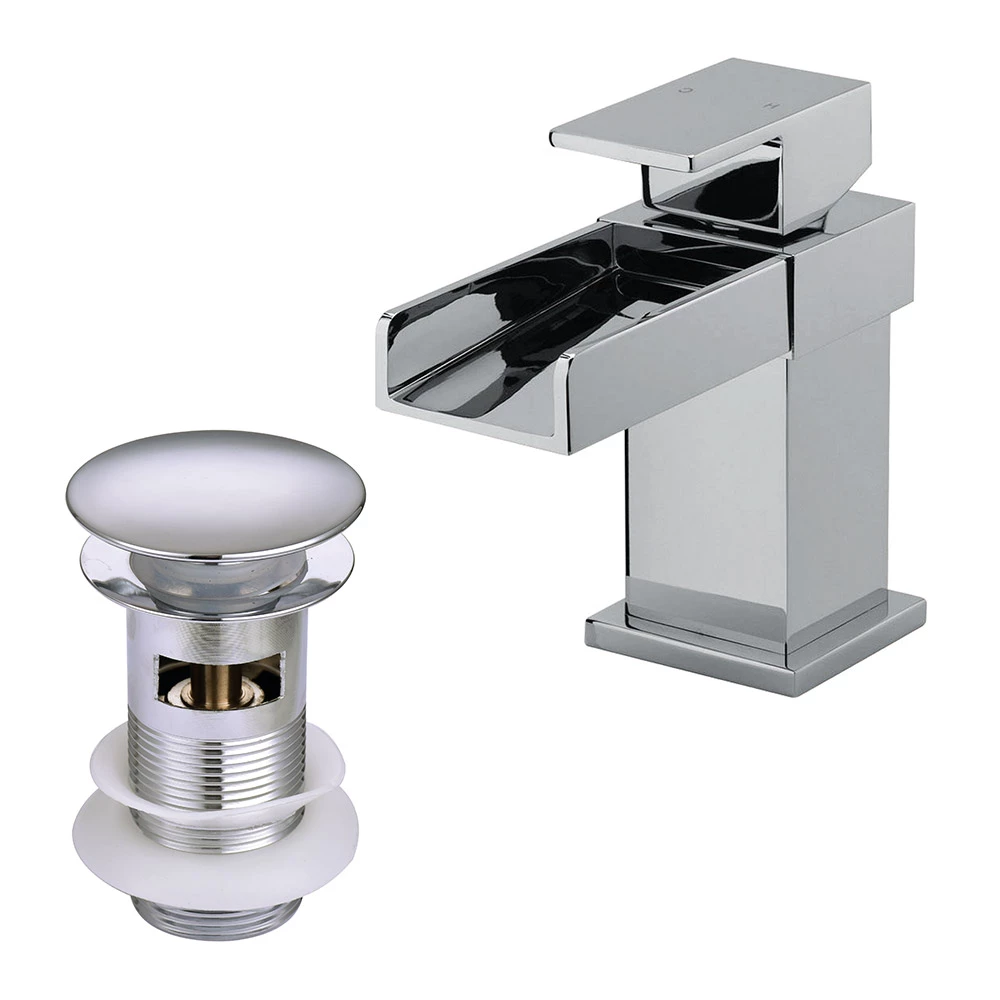 Vellamo Maya Mini Waterfall Basin Mixer With Clicker Waste 4 Vellamo Maya Mini Waterfall Basin Mixer With Clicker Waste - Image 2