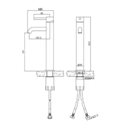 Harbour Clarity Matt Black Tall Basin Mixer Tap -TAP WAREHOUSE Shop veltwist24 technical drawing