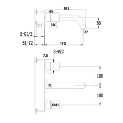 Harbour Clarity Matt Black 3 Hole Wall Mounted Basin Tap With Easy Plumb Installation Kit 13 Harbour Clarity Matt Black 3 Hole Wall Mounted Basin Tap With Easy Plumb Installation Kit -TAP WAREHOUSE Shop veltwist26 technical drawing