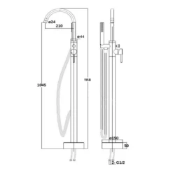 Harbour Clarity Matt Black Floorstanding Bath Shower Mixer & Shower Kit -TAP WAREHOUSE Shop veltwist31 technical drawing