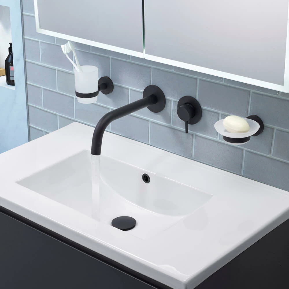 VOS Single Lever Wall Mounted Basin Mixer - Matt Black 5 VOS Single Lever Wall Mounted Basin Mixer - Matt Black - Image 3
