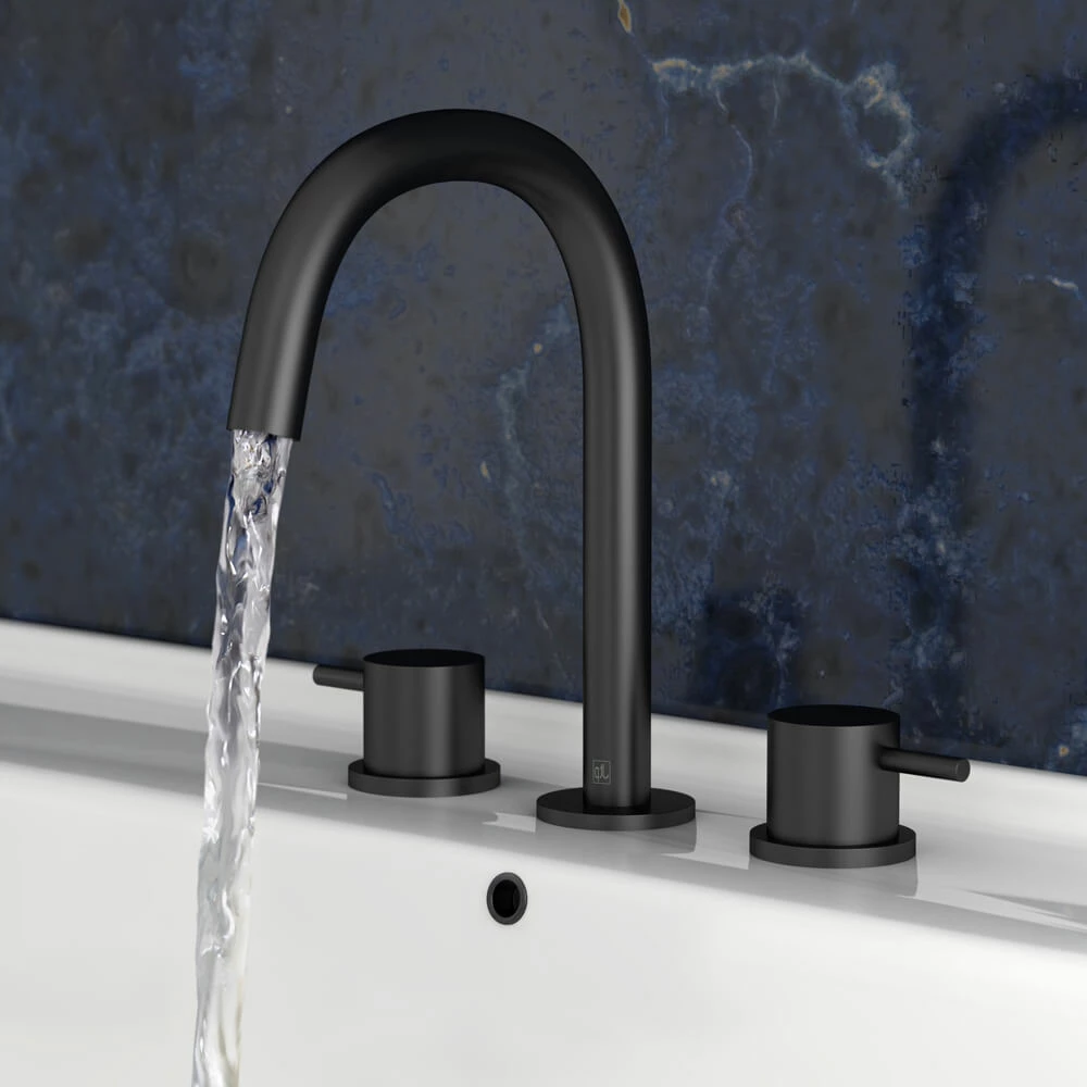 VOS 3 Hole Deck Mounted Basin Mixer - Matt Black 4 VOS 3 Hole Deck Mounted Basin Mixer - Matt Black - Image 2