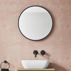 VOS Round Matt Black Framed Mirror - 600mm
