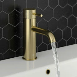 VOS Single Lever Basin Mixer With Designer Handle - Brushed Brass