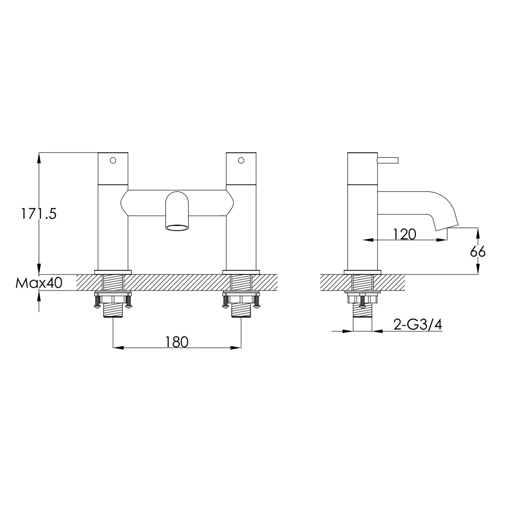VOS Deck Mounted Bath Filler Tap - Matt Black 5 VOS Deck Mounted Bath Filler Tap - Matt Black - Image 3