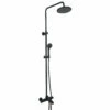 VOS Exposed 3 Outlet Rigid Riser Thermostatic Shower Set - Matt Black 1 VOS Exposed 3 Outlet Rigid Riser Thermostatic Shower Set - Matt Black -TAP WAREHOUSE Shop vos exposed 3 outlet riser shower set black cutout
