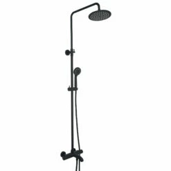 VOS Exposed 3 Outlet Rigid Riser Thermostatic Shower Set - Matt Black