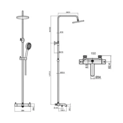 VOS Exposed 3 Outlet Rigid Riser Thermostatic Shower Set - Brushed Black -TAP WAREHOUSE Shop vos exposed 3 outlet riser shower set tech