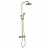 VOS Exposed Dual Outlet Rigid Riser Thermostatic Shower Set - Brushed Brass 1 VOS Exposed Dual Outlet Rigid Riser Thermostatic Shower Set - Brushed Brass -TAP WAREHOUSE Shop vos exposed valve set brushed brass cutout