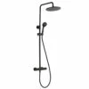VOS Exposed Dual Outlet Rigid Riser Thermostatic Shower Set - Matt Black 2 VOS Exposed Dual Outlet Rigid Riser Thermostatic Shower Set - Matt Black -TAP WAREHOUSE Shop vos exposed valve set matt black cutout
