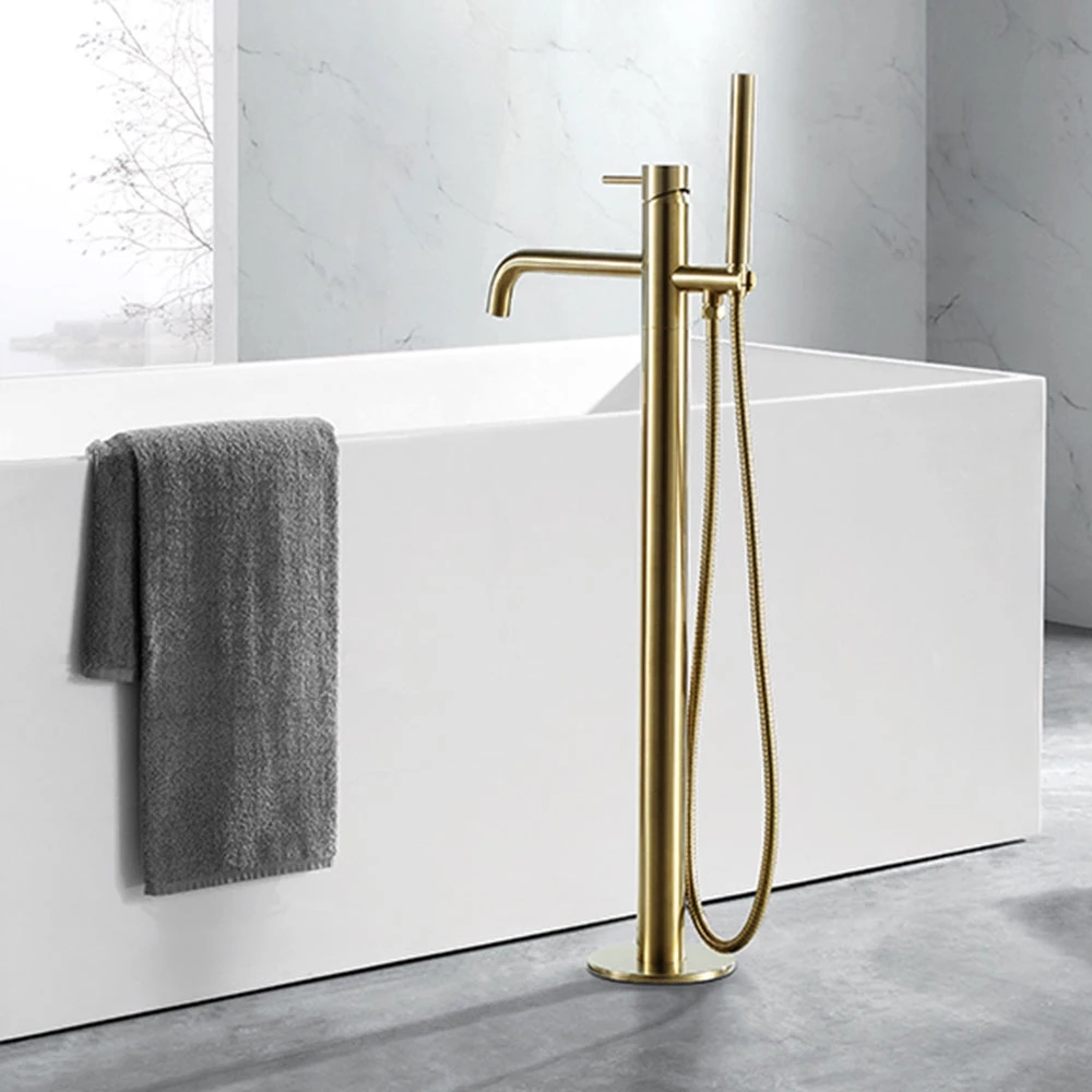 VOS Floorstanding Bath Shower Mixer - Brushed Brass 3 VOS Floorstanding Bath Shower Mixer - Brushed Brass