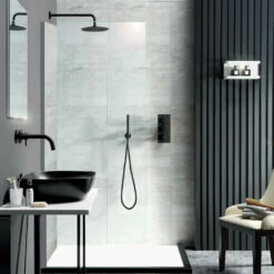 VOS Single Lever Wall Mounted Basin Mixer - Matt Black 14 VOS Single Lever Wall Mounted Basin Mixer - Matt Black -TAP WAREHOUSE Shop vos matt black brassware display lifestyle