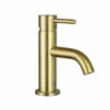 VOS Mini Single Lever Basin Mixer - Brushed Brass -TAP WAREHOUSE Shop vos mini mono basin tap brushed brass cutout