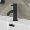 VOS Single Lever Basin Mixer - Matt Black -TAP WAREHOUSE Shop vos mono lever basin tap matt black lifestyle