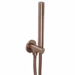 VOS Round Water Outlet & Holder With Metal Hose & Slim Hand Shower - Brushed Bronze