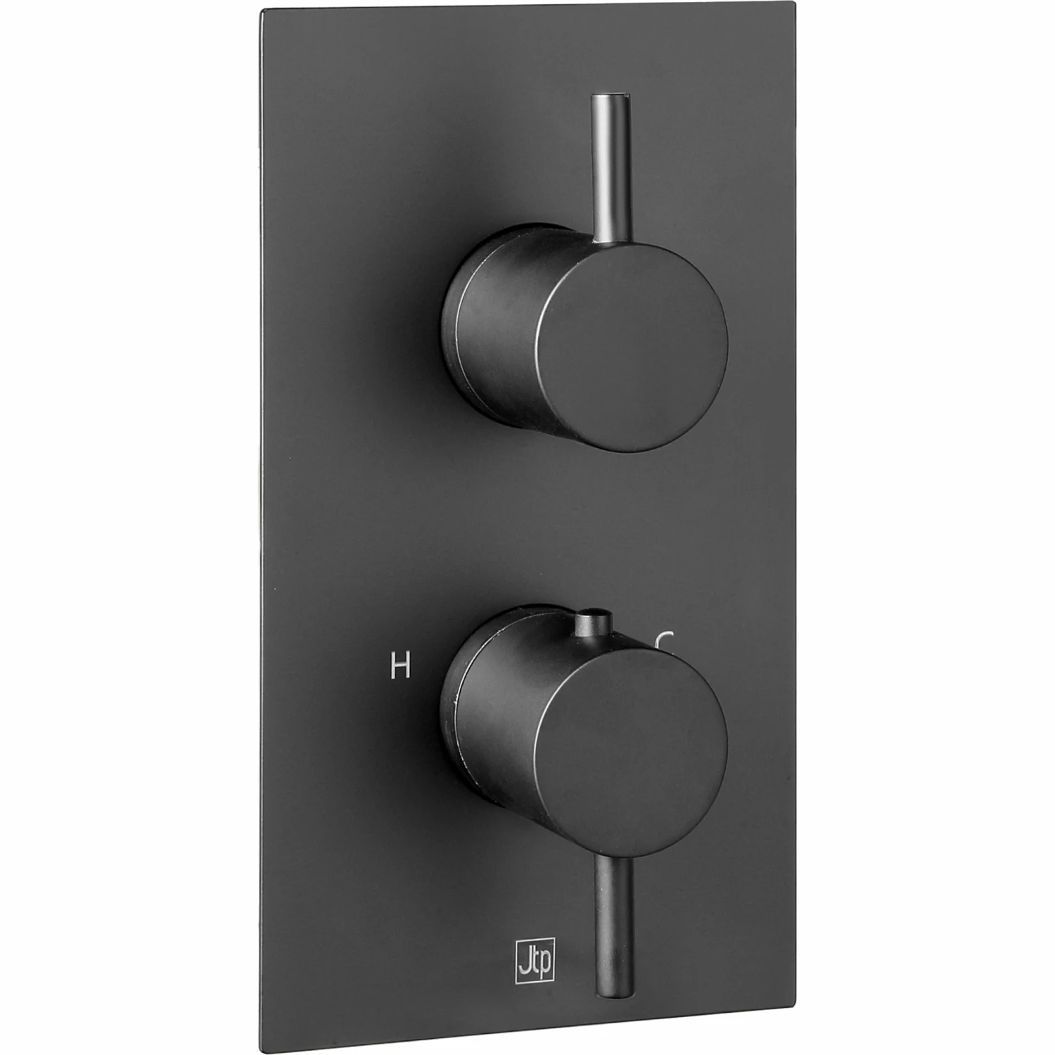 VOS Concealed Dual Outlet 2 Handle Shower Valve, Fixed Head & Shower Handset Kit - Matt Black 4 VOS Concealed Dual Outlet 2 Handle Shower Valve, Fixed Head & Shower Handset Kit - Matt Black - Image 2