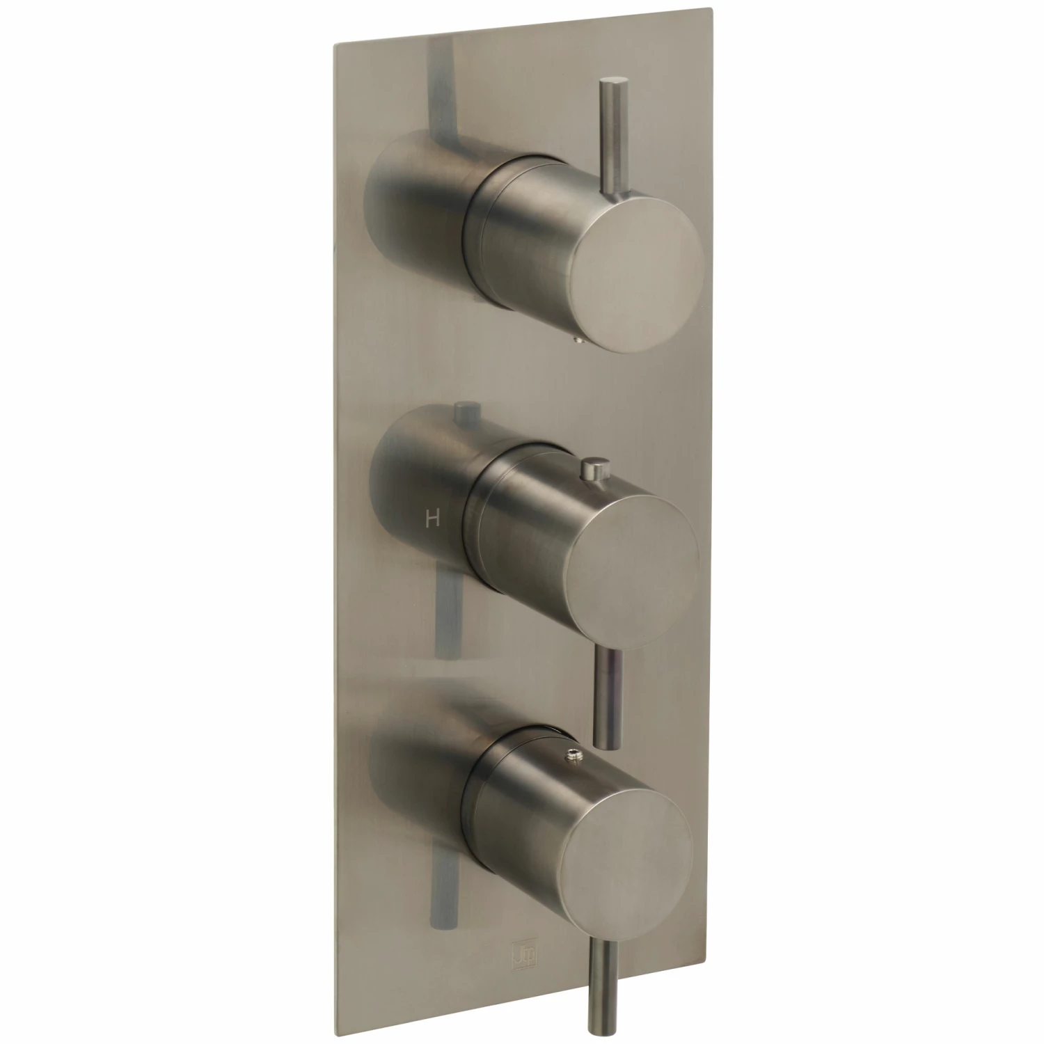 VOS Concealed Dual Outlet 3 Handle Shower Valve, Fixed Head & Shower Handset Kit - Brushed Black 4 VOS Concealed Dual Outlet 3 Handle Shower Valve, Fixed Head & Shower Handset Kit - Brushed Black - Image 2