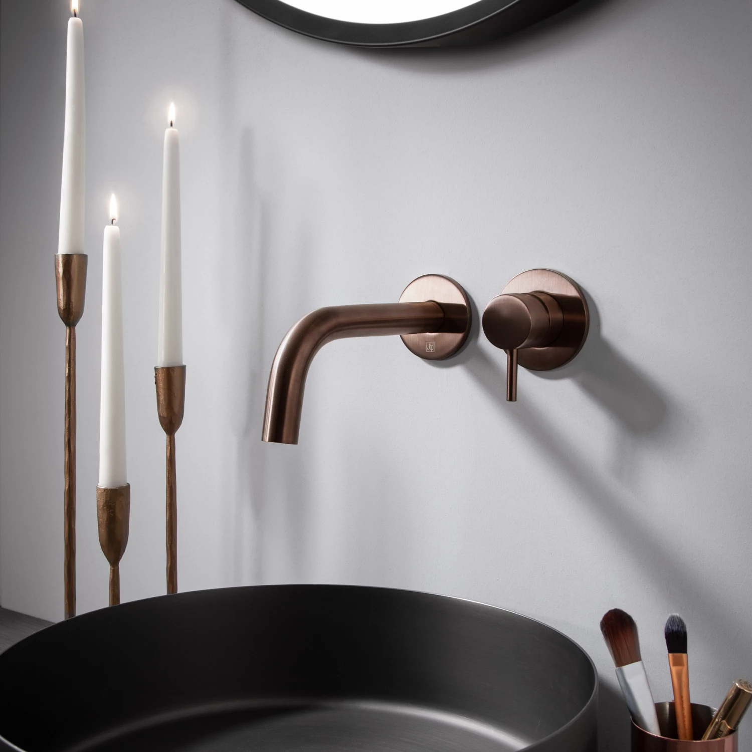 VOS Single Lever Wall Mounted Basin Mixer - Brushed Bronze 3 VOS Single Lever Wall Mounted Basin Mixer - Brushed Bronze