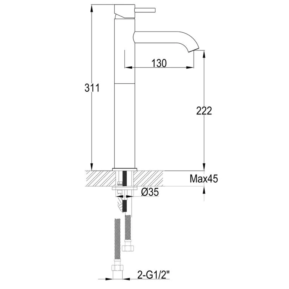 VOS Tall Single Lever Basin Mixer - Brushed Bronze 4 VOS Tall Single Lever Basin Mixer - Brushed Bronze - Image 2