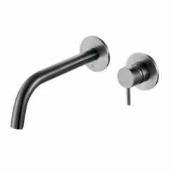 VOS Single Lever Wall Mounted Basin Mixer - Brushed Black