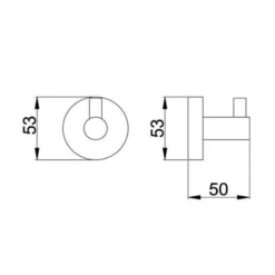 VOS Single Robe Hook - Matt Black -TAP WAREHOUSE Shop vos single robe hook technical drawing