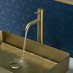 VOS Tall Single Lever Basin Mixer - Brushed Brass