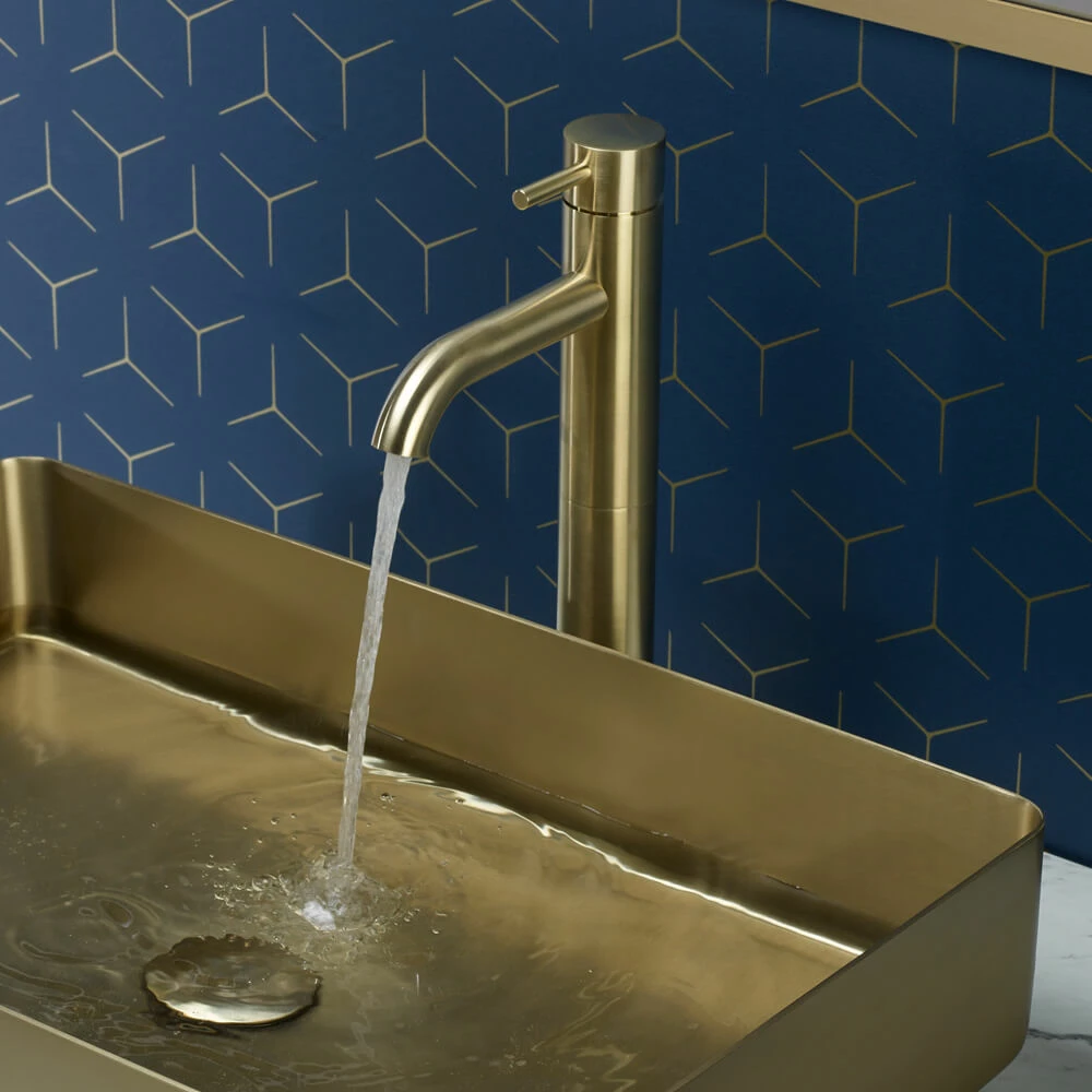 VOS Tall Single Lever Basin Mixer - Brushed Brass 3 VOS Tall Single Lever Basin Mixer - Brushed Brass