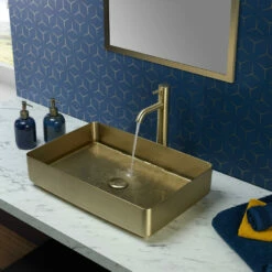 VOS Tall Single Lever Basin Mixer - Brushed Brass 9 VOS Tall Single Lever Basin Mixer - Brushed Brass -TAP WAREHOUSE Shop vos tall basin mixer brushed brass lifestyle2