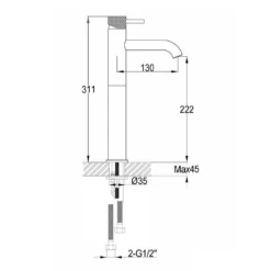 VOS Tall Single Lever Basin Mixer With Designer Handle - Brushed Brass 7 VOS Tall Single Lever Basin Mixer With Designer Handle - Brushed Brass -TAP WAREHOUSE Shop vos tall basin mixer tap with designer handle tech