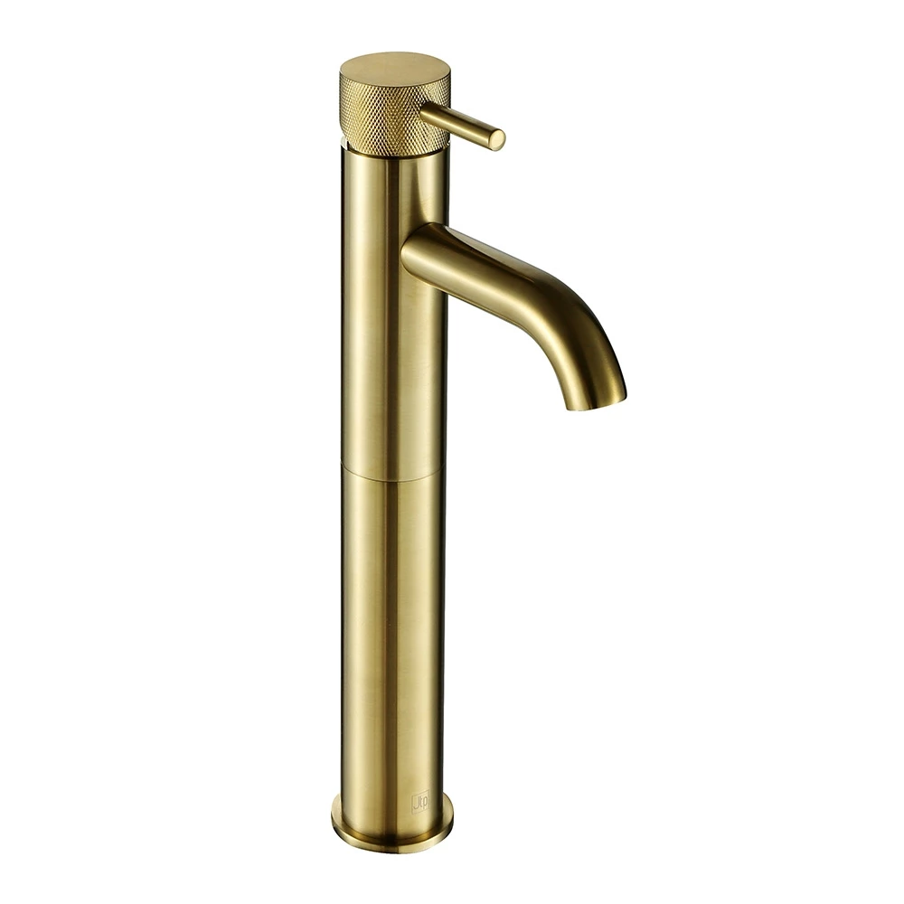 VOS Tall Single Lever Basin Mixer With Designer Handle - Brushed Brass 3 VOS Tall Single Lever Basin Mixer With Designer Handle - Brushed Brass