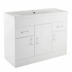 Jack Minimalist 1000mm White Gloss Floor Standing Vanity Unit & Basin