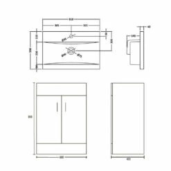 Jack Minimalist 600mm White Gloss Floor Standing Vanity Unit & Basin -TAP WAREHOUSE Shop vtnb600 tech1