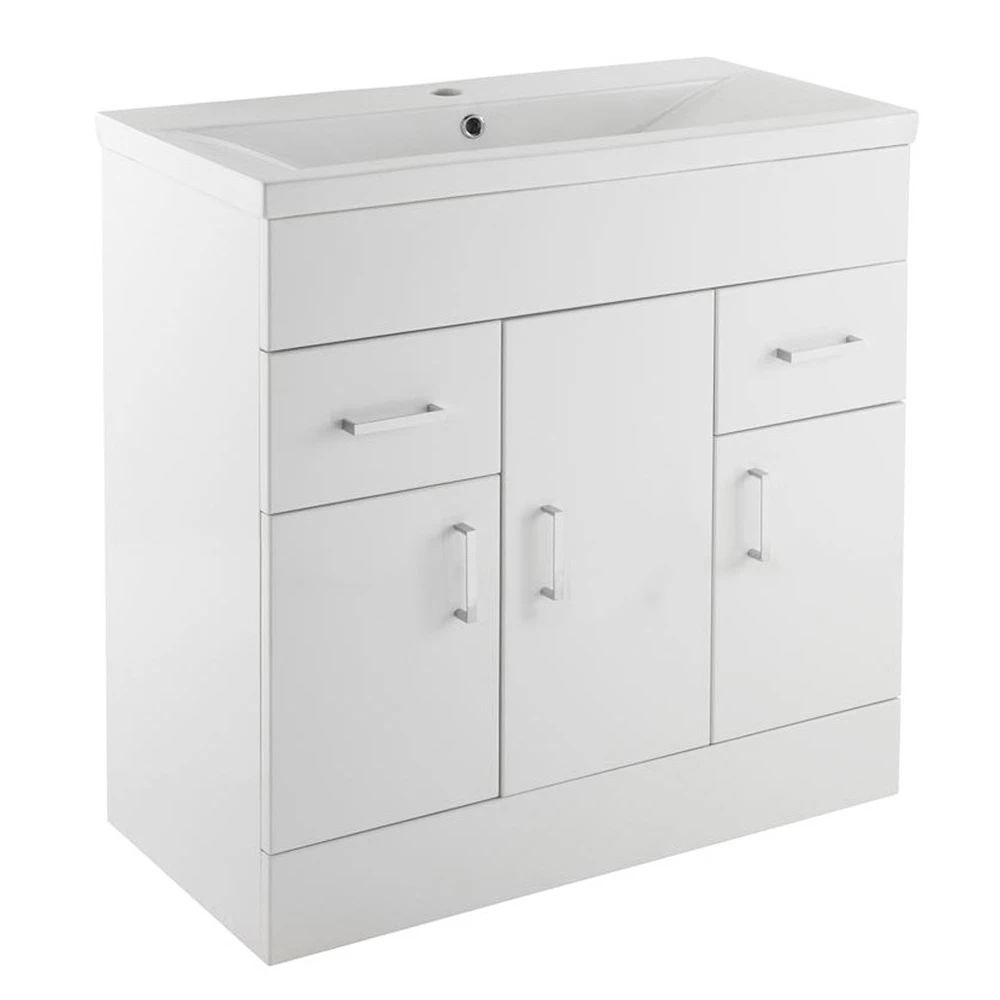 Jack Minimalist 800mm White Gloss Floor Standing Vanity Unit & Basin 3 Jack Minimalist 800mm White Gloss Floor Standing Vanity Unit & Basin