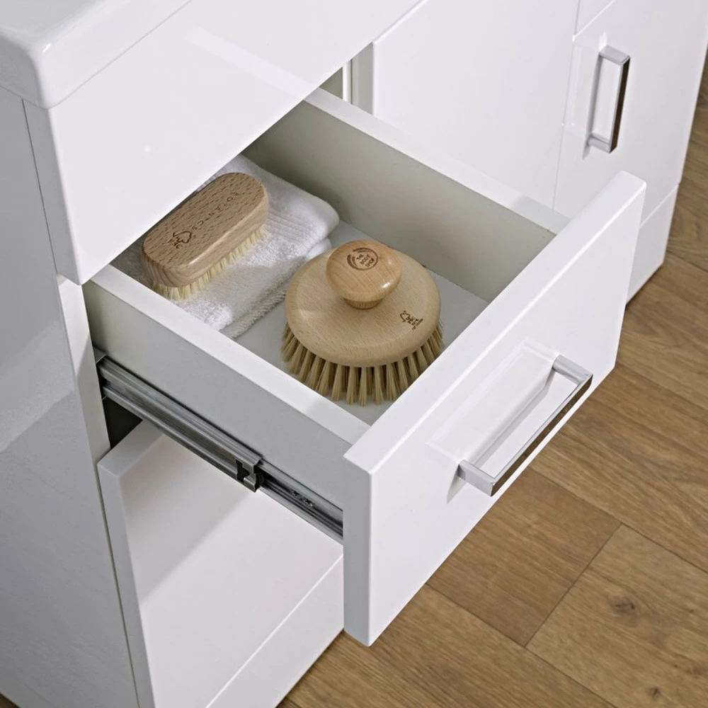 Jack Minimalist 800mm White Gloss Floor Standing Vanity Unit & Basin 7 Jack Minimalist 800mm White Gloss Floor Standing Vanity Unit & Basin - Image 5