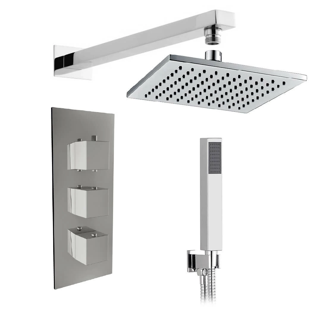 Zachary Concealed Shower Valve, Fixed Head & Shower Handset Kit - 300mm Wall Shower Arm 4 Zachary Concealed Shower Valve, Fixed Head & Shower Handset Kit - 300mm Wall Shower Arm - Image 2